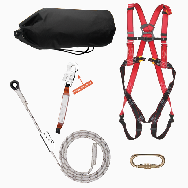 Kit Antichute ( harnais, longe, mousqueton, stop-chute ) 1 Kit Antichute ( harnais, longe, mousqueton, stop-chute )